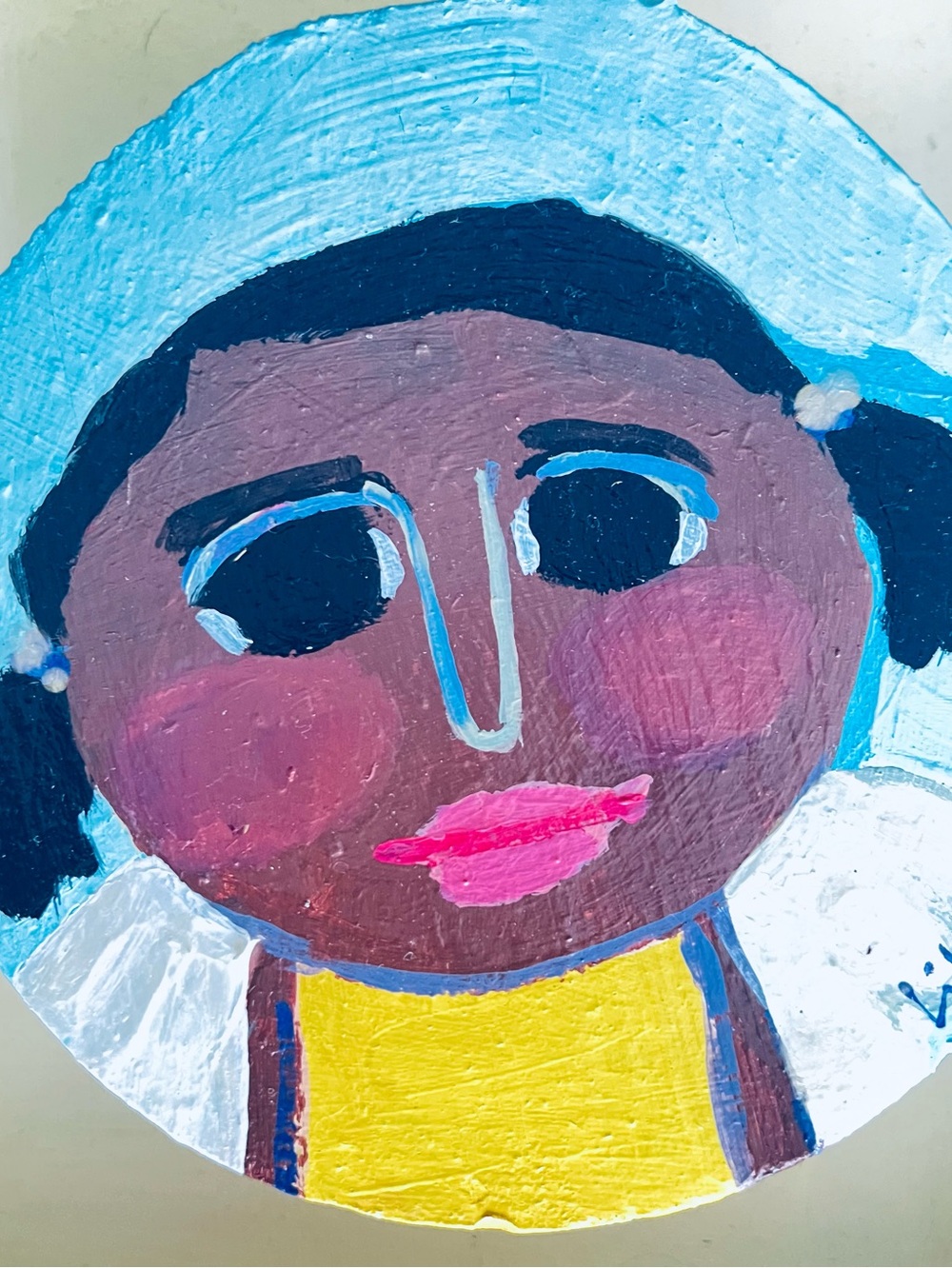 Original Lila Graves Folk Art Portrait – Signed